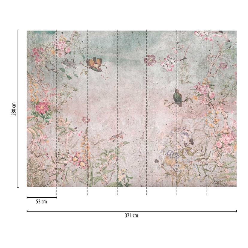 Carta da parati vintage con fiori e uccelli - carta da parati in tessuto non tessuto con motivi natu