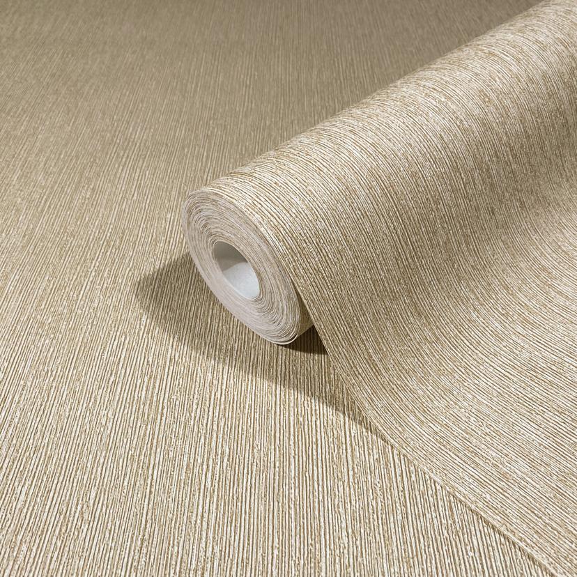 Non-woven tapet i textilutseende med strukturerad yta beige slät