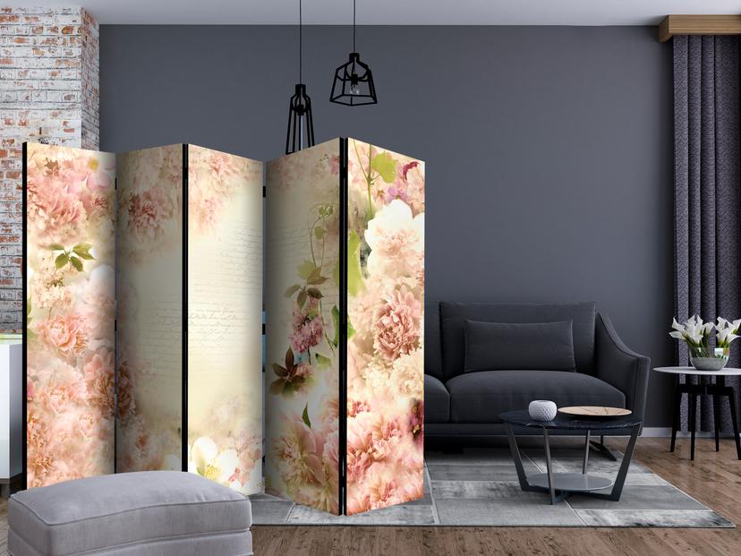 Schermo divisorio - Profumo di primavera , 5 pezzi - 225x172 cm