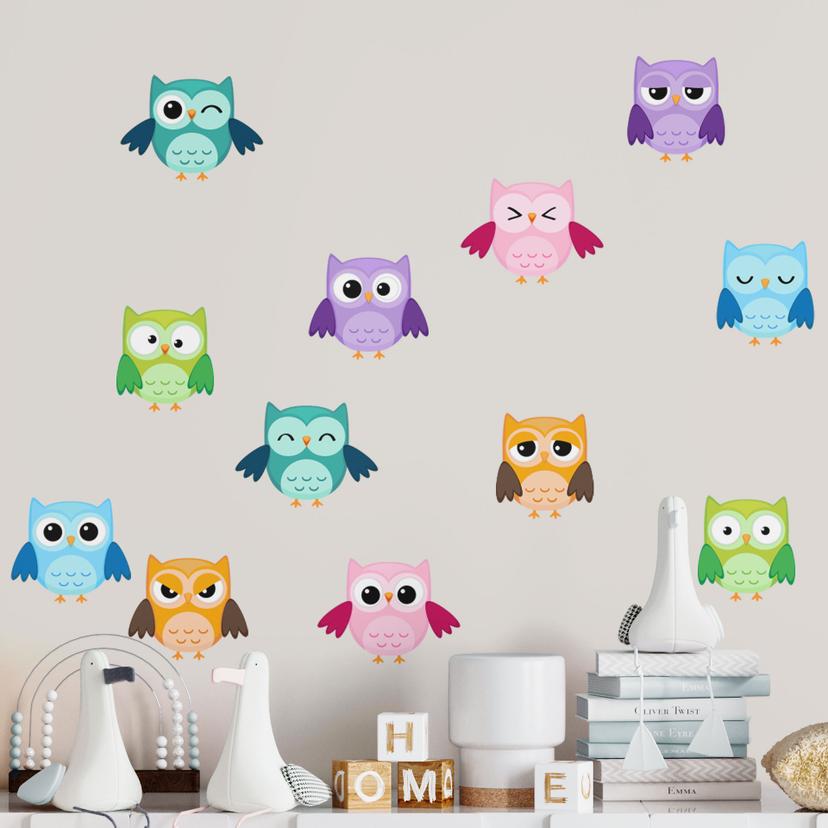 Sticker mural - Set d'hiboux