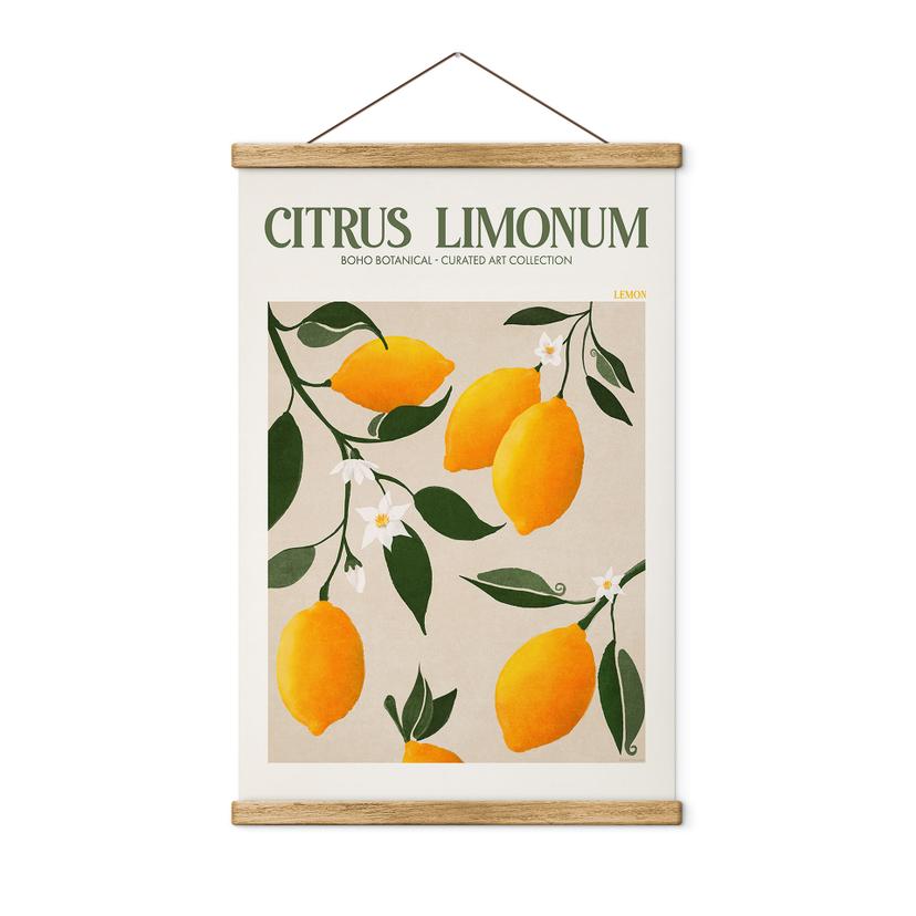 Tekstil plakat Frugt - Boho citrontræ - Citrus Limonum - Tunaboylu