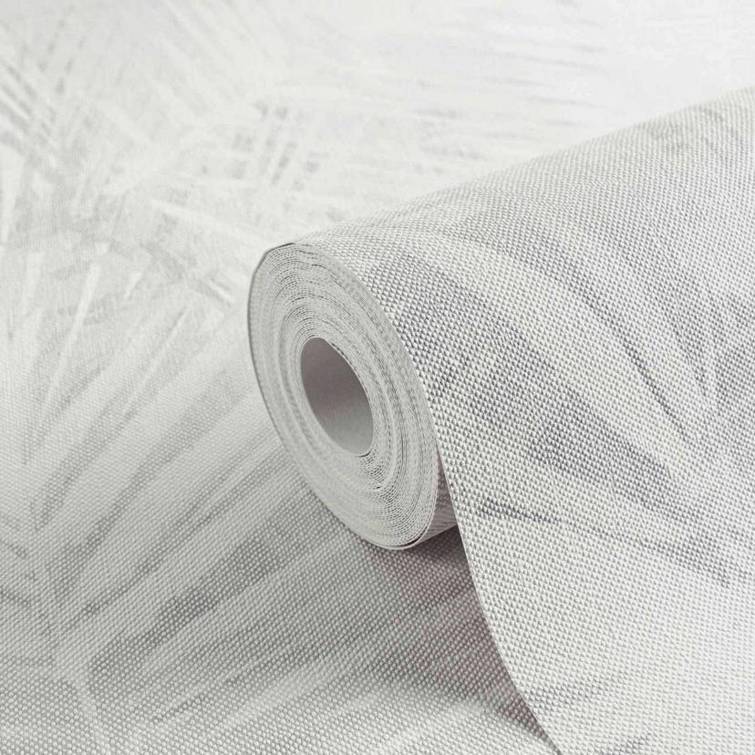 Carta da parati Palm grigio bianco - Carta da parati in tessuto non tessuto A.S. Création