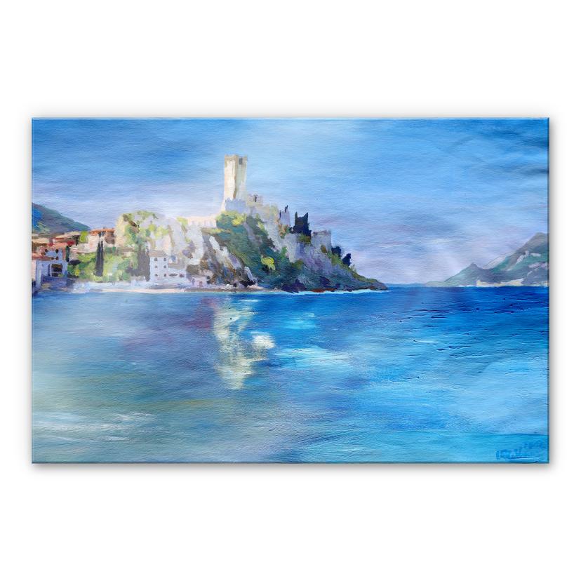 Akrylbillede Bleichner - Malcesine med Castello Scaligero