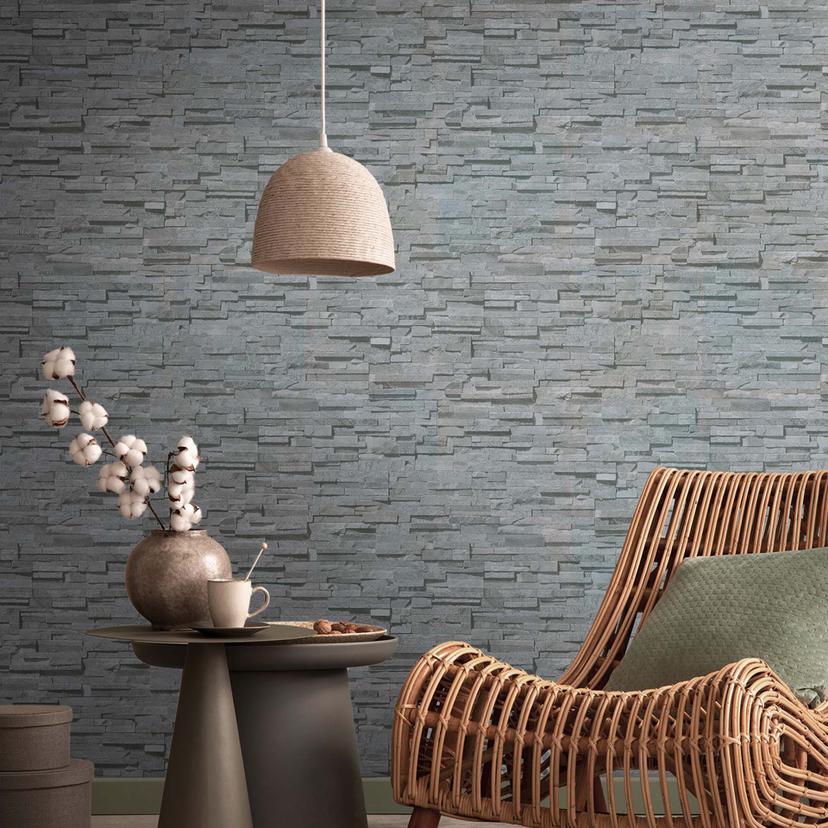 papel pintado 3D con efecto piedra Papel pintado gris con efecto piedra - Papel pintado no tejido con motivo de piedra Papel pintado no tejido con motivo de piedra