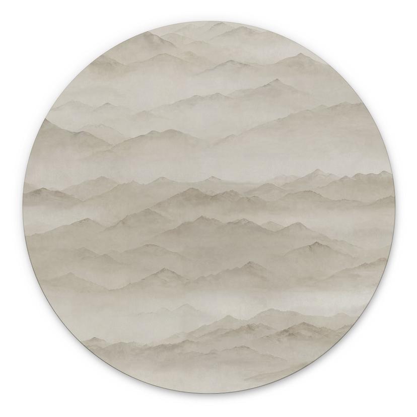 Wandbild Roerich Peaks - Beige Berglandschaft - Sir Edward x Grigory Gladarev - Alu-Dibond Rund