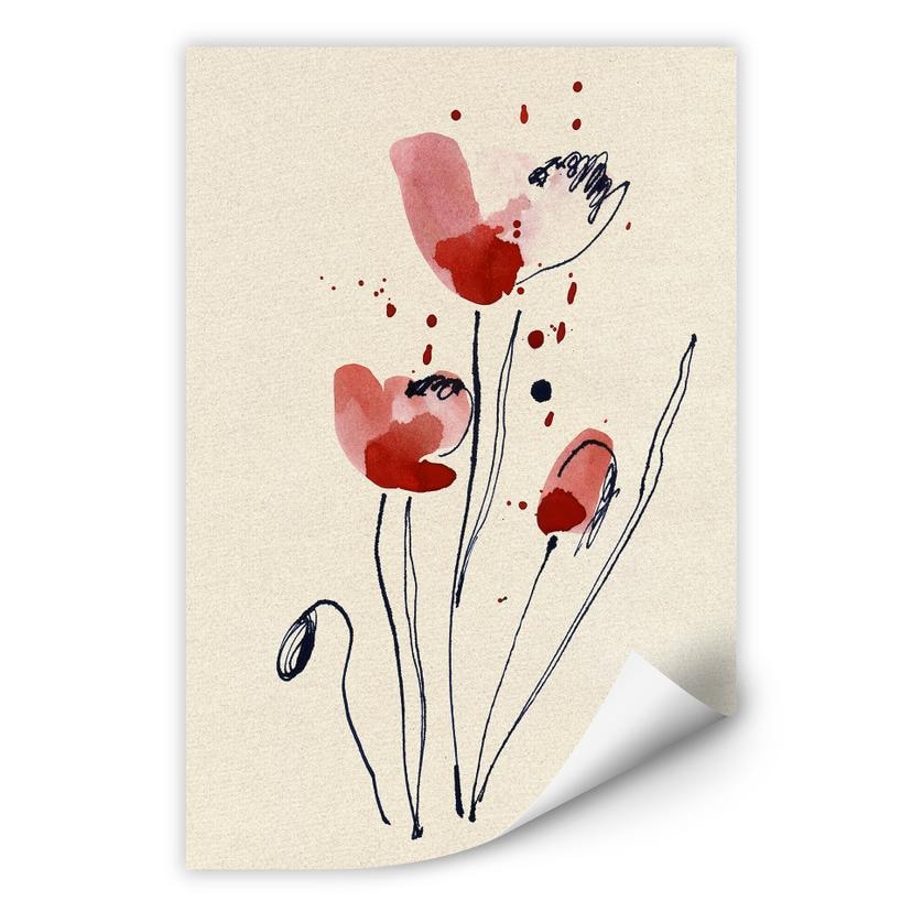 Zelfklevende Poster - Illustrated Poppies