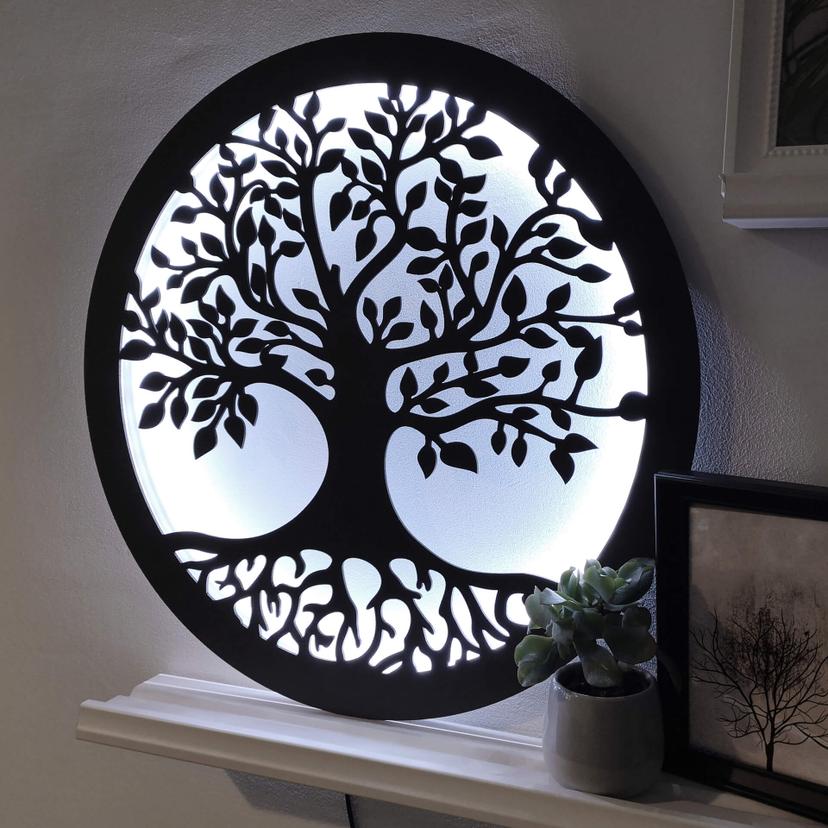 Décoration lumineuse LED en MDF - Arbre avec racines