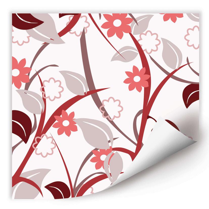 Poster autocollant - W - Fleurs Rouges