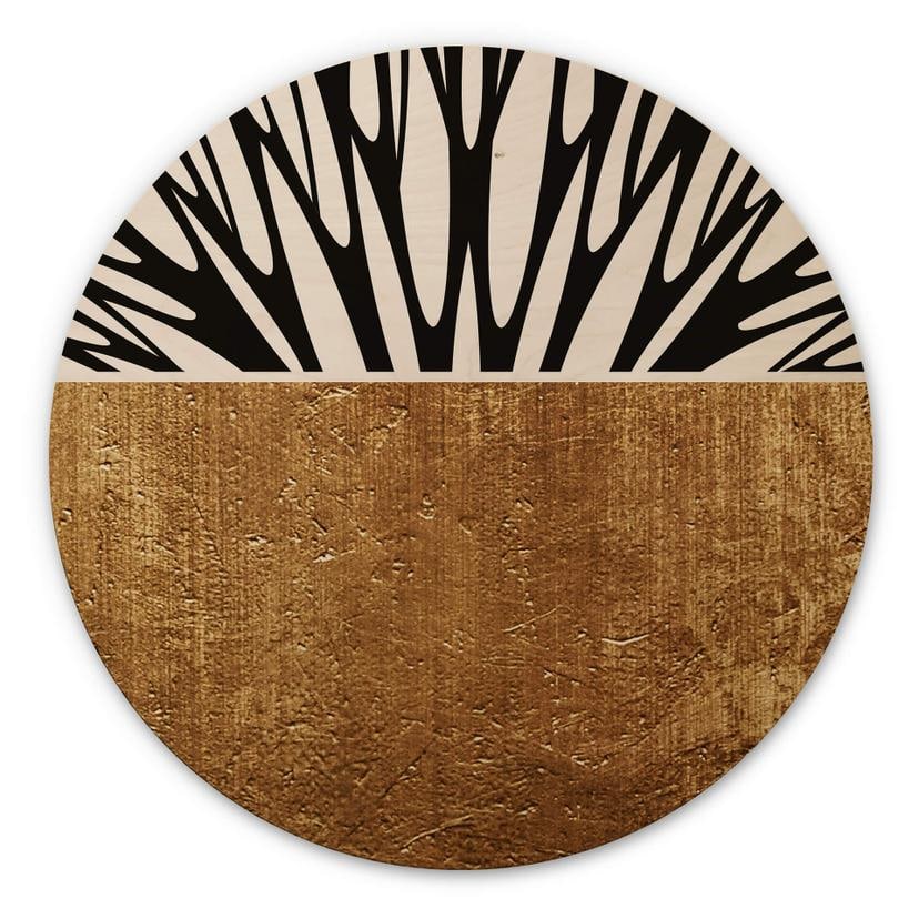 Cuadro de madera Cubistika - Árbol de la vida - Oro - Redondo
