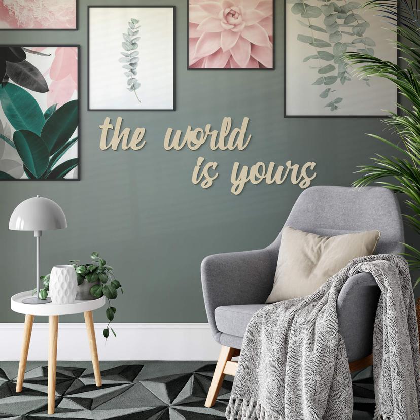 Letras de madera chopo El mundo es suyo