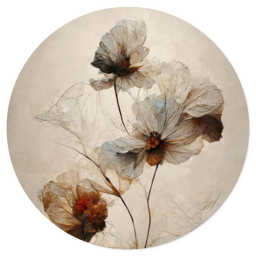 Adesivo murale di fiori secchi - Eleganza della transitorietà - Treechild - Rotondo