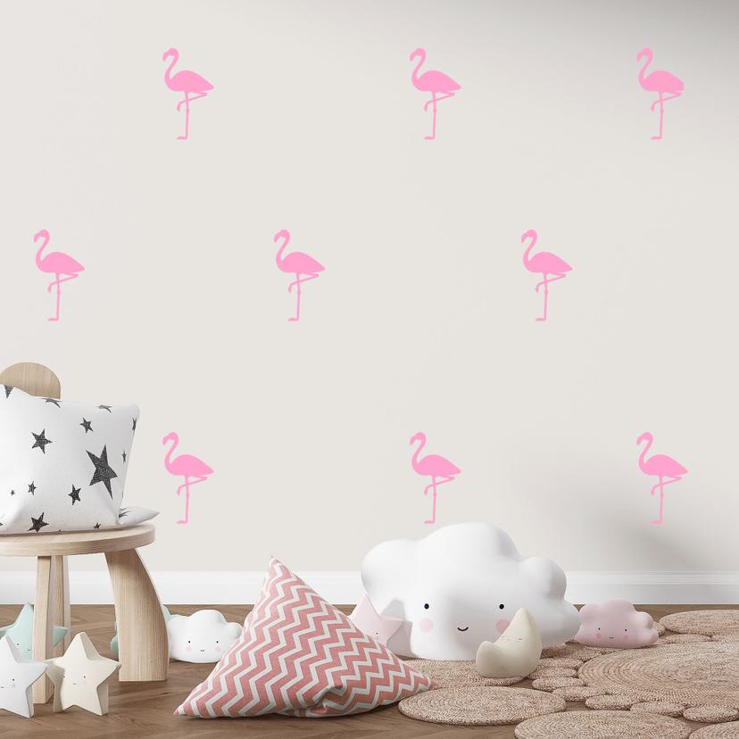 Sticker mural - Set flamants roses