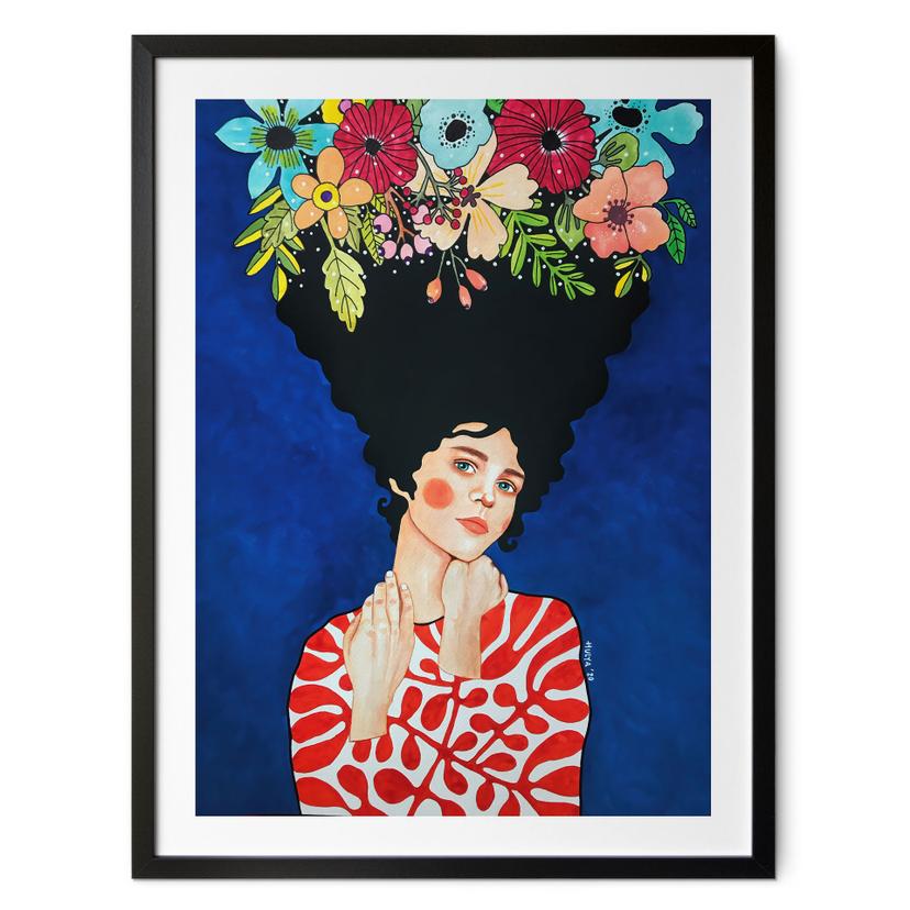 Póster mujer con flores en el pelo - Hülya