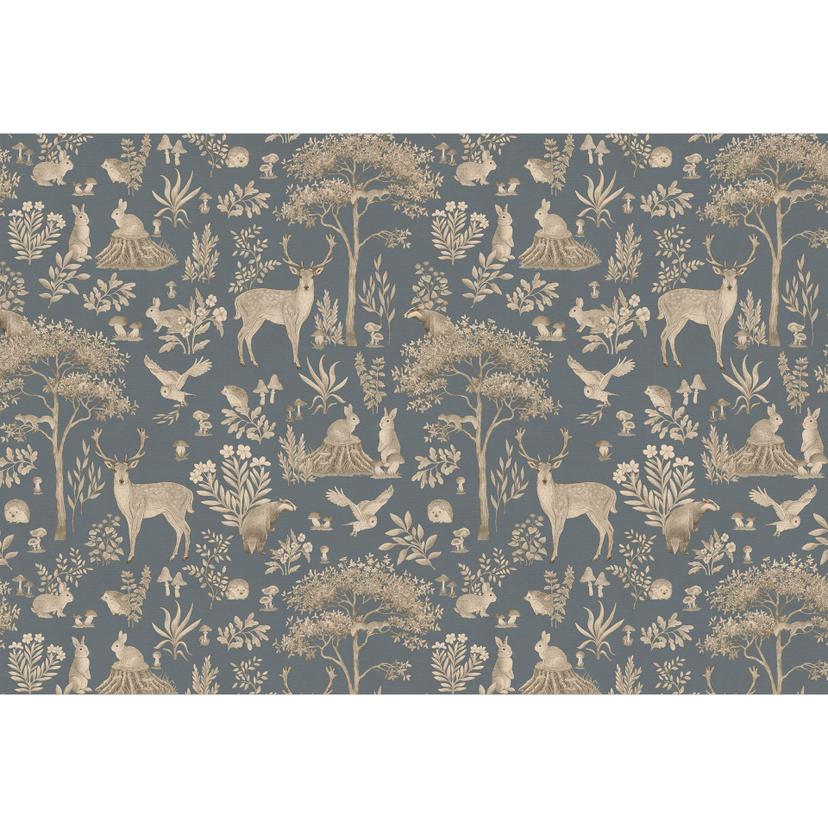 Foresta incantata con animali - Fotomurale blu vintage - Kikki Belle