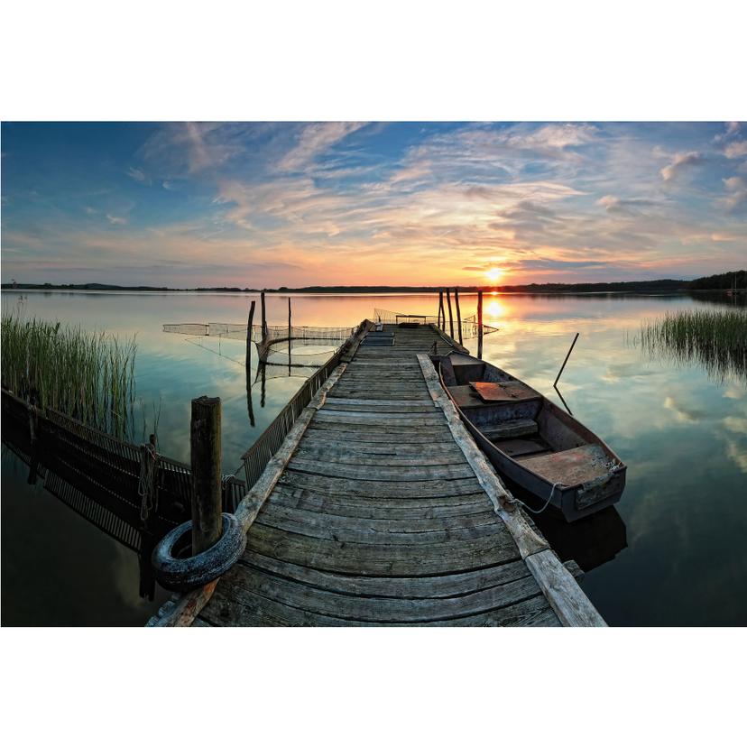 Fototapet Solnedgång vid sjön - 384x260 cm