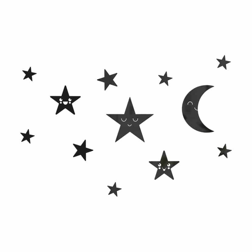 Akryl dekoration måne och stjärnor set - Kawaii