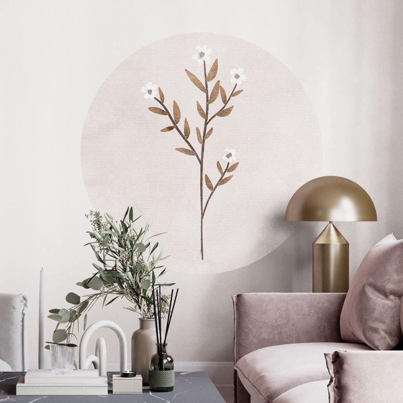 Wallsticker Blomster illustration - Forget-me-not - Goed Blauw - Rund