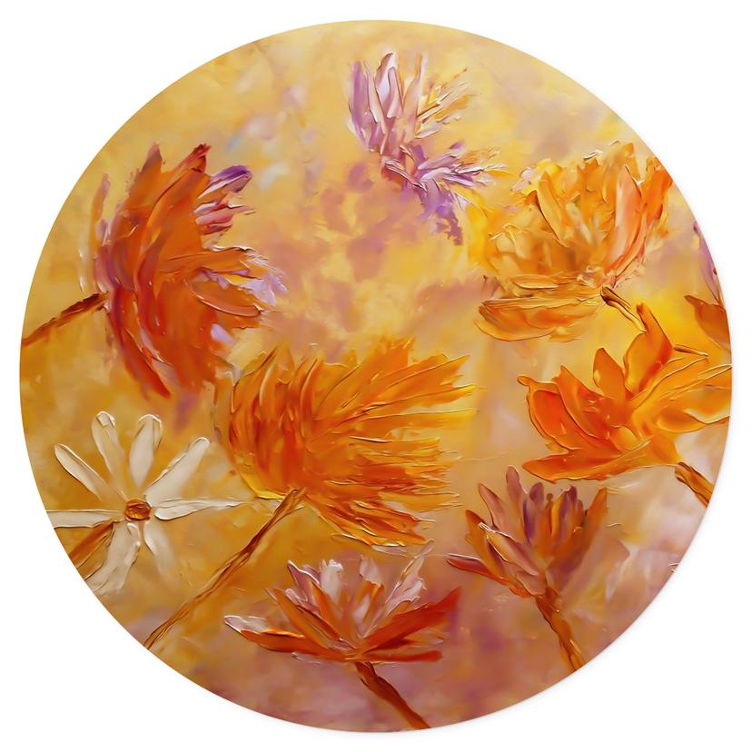 Wallsticker Gyllene blomma rush - Pomata - Rund
