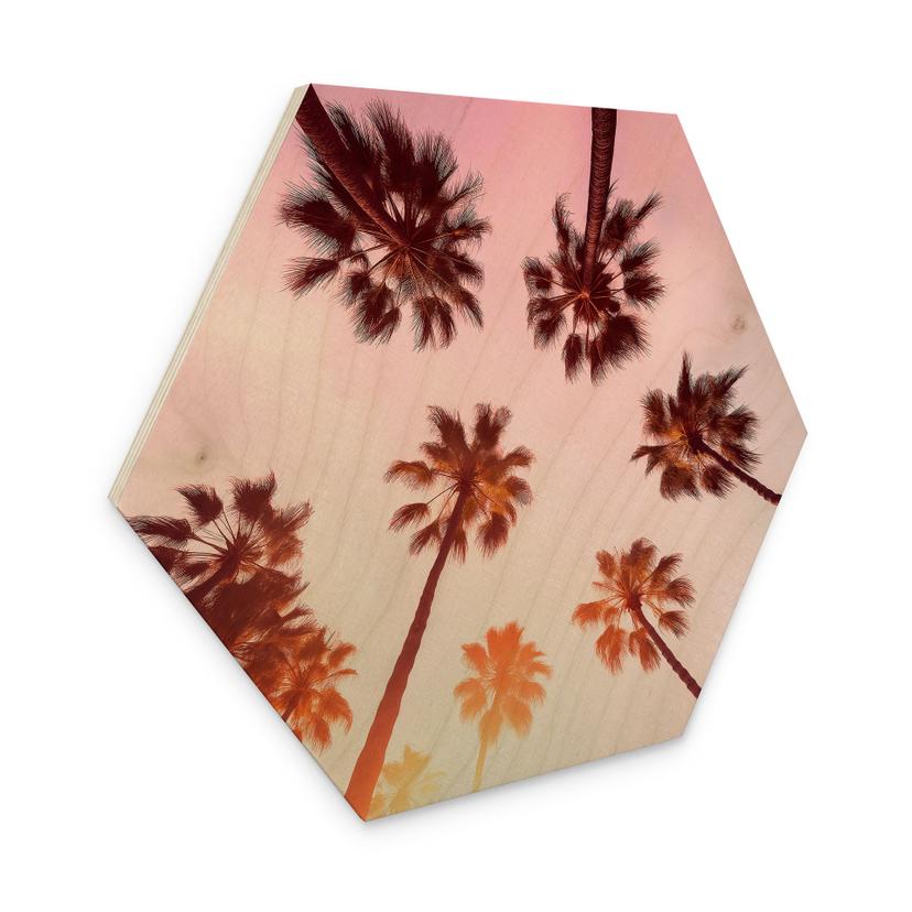 Tableau sur bois Hexagon California Dreaming avec vue sur les palmiers - Hugonnard
