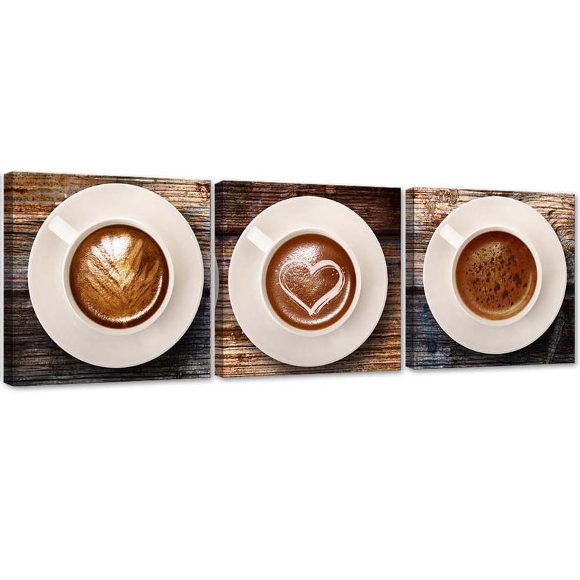 3 stykke lærredsprint, kaffedrik