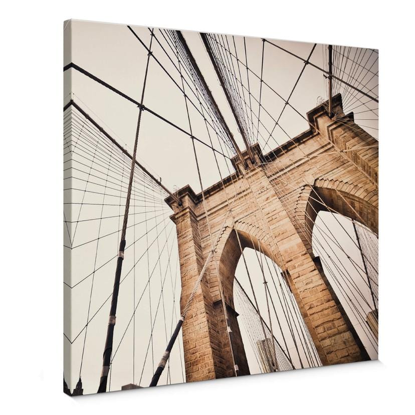 Canvastavla Brooklyn Bridge perspektiv 2 - Square