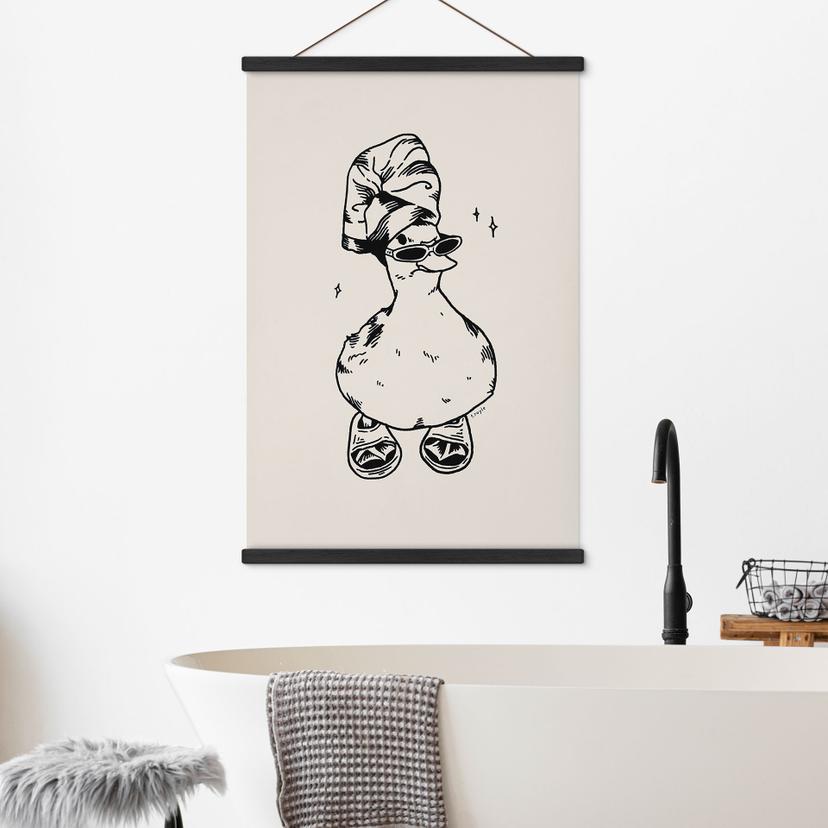 Textielposter Stoere spadeend met zonnebril - Royle