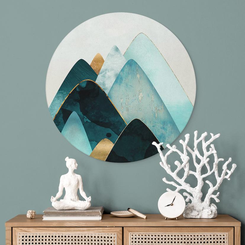 Decorazione murale in Dibond Montagne astratte in oro e blu - SpaceFrog Designs