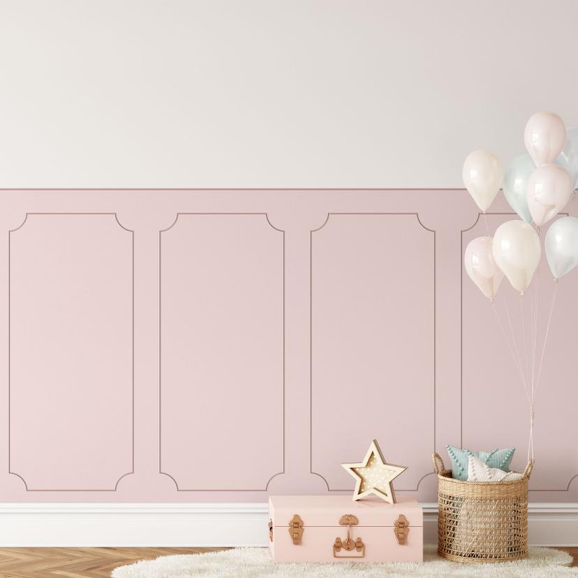 Wandpanelen Wandbekleding roze met sierbiesoptiek