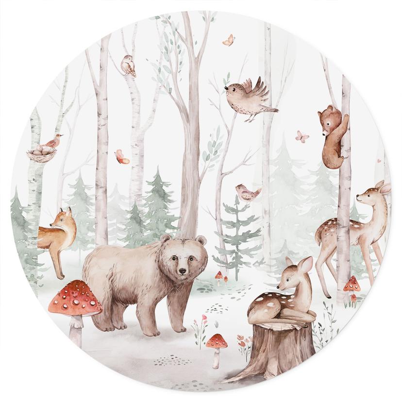 Adesivo murale animali della foresta in autunno - Kvilis - Rotondo
