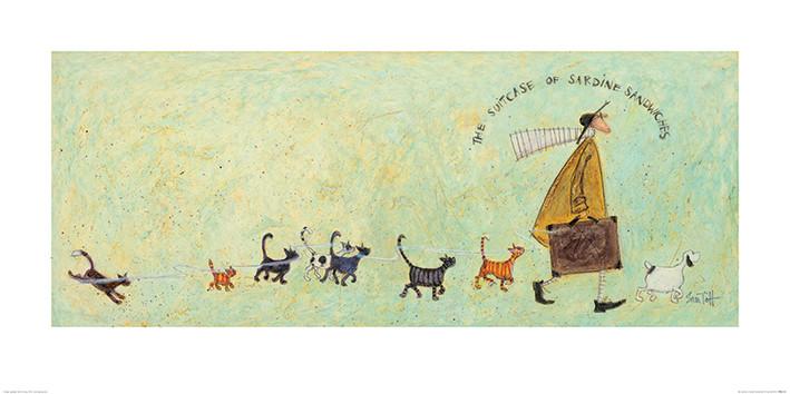 Poster Sam Toft - De koffer met sardinebroodjes art print, Sam Toft (100 x 50 cm)
