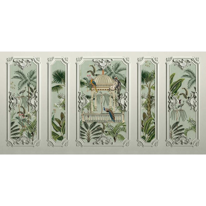 Papel pintado clásico de estilo colonial con motivos de pájaros - elegante papel pintado no tejido