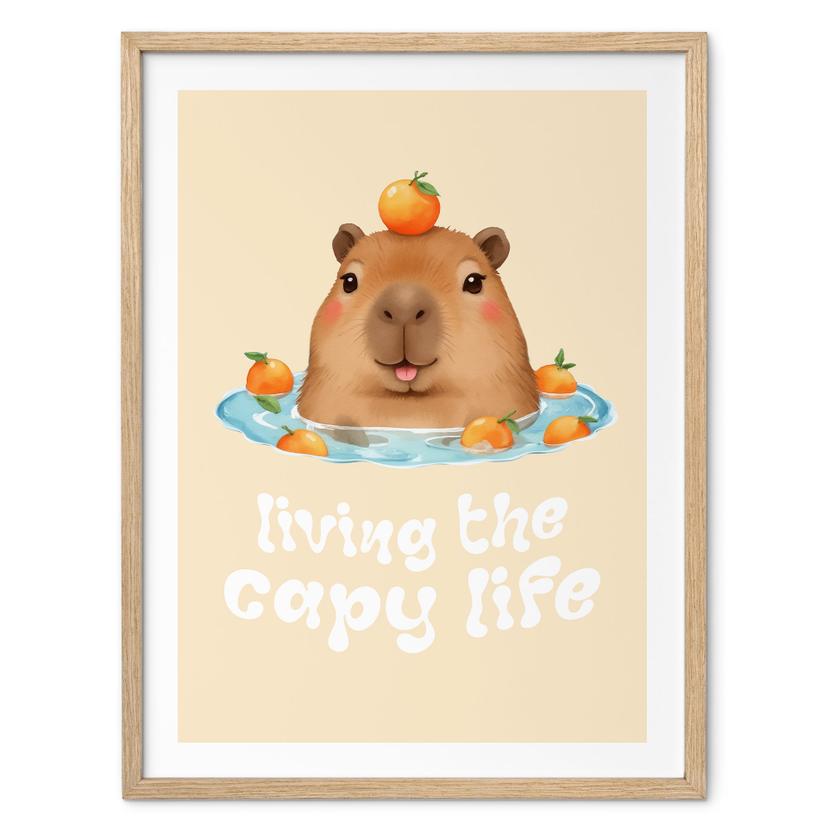 Plakat med ordsprog Sjov Capybara - Capy Life Saying
