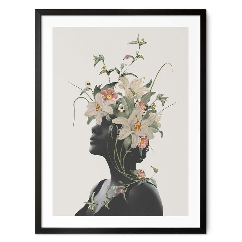 Póster Frida Floral Studio - Silueta de mujer con flores de lis