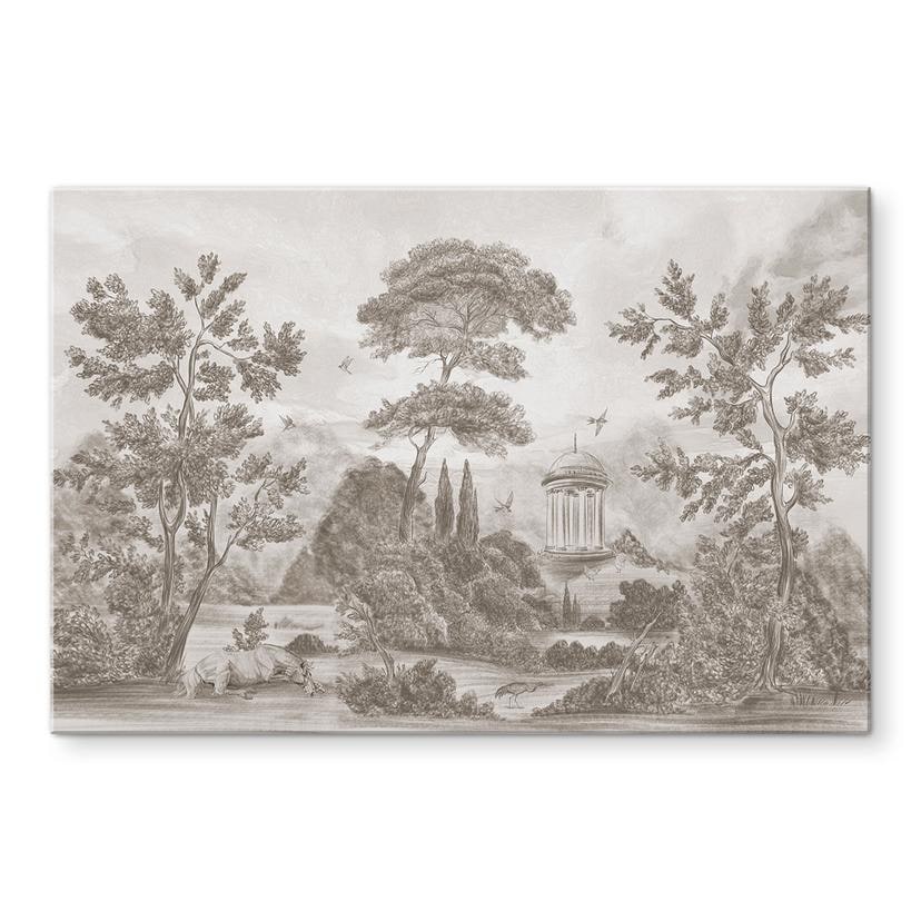 Glasschilderijen Landschap met tuinlandschap in beige - Ms Tiff