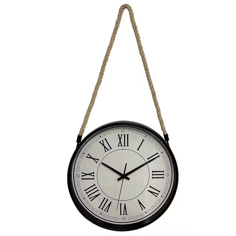 Horloge industrielle à suspendre avec chiffres romains et suspension à câble - Horloge de gare Ø35 cm