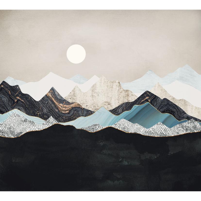 Fototapet med lugnt bergslandskap i skymningen - SpaceFrog Designs