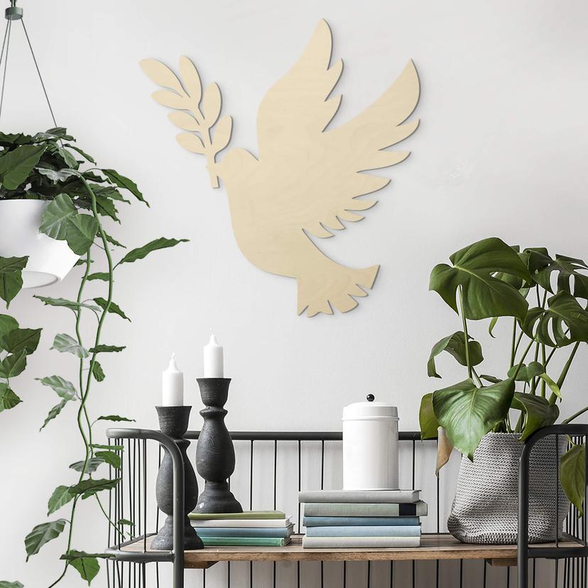 Decoración en madera pájaro - paloma de la paz - madera de álamo