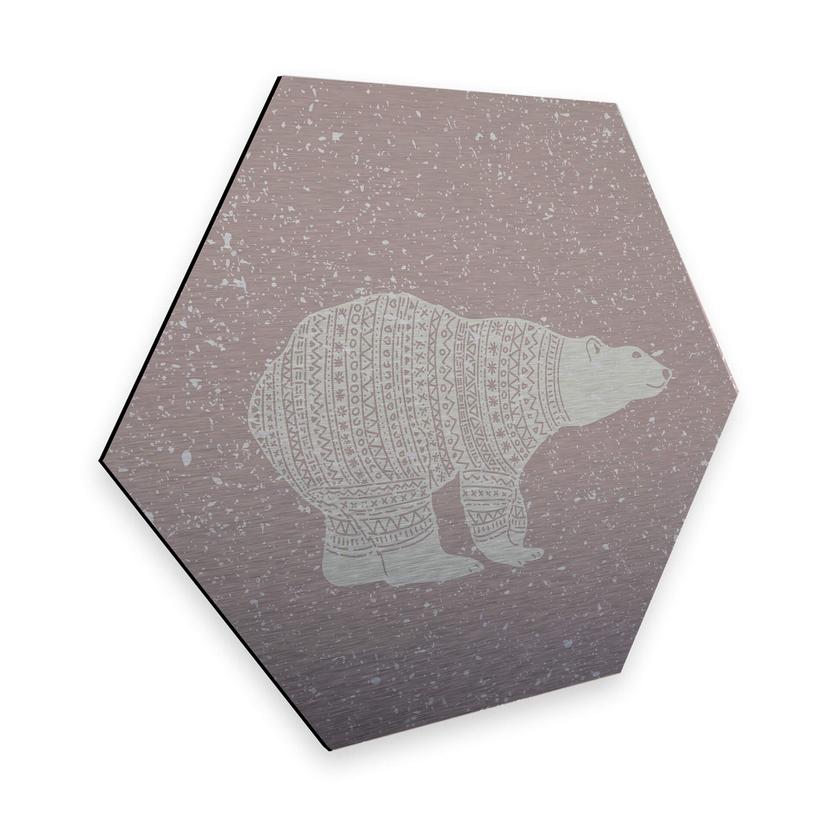 Hexagon - Alu-Dibond zilver effect - Ijsberen