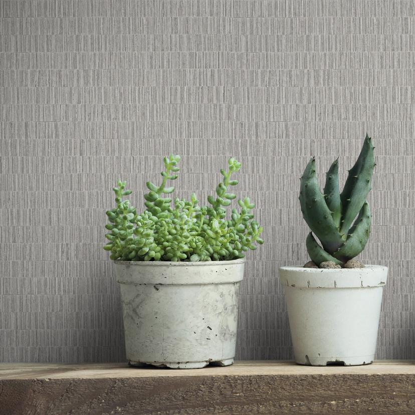 Non-woven tapet i struktureret flisemotiv grå tekstil look