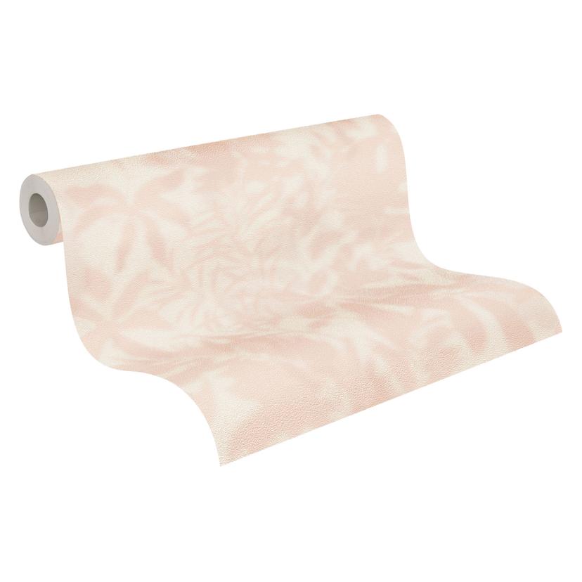 Carta da parati beige crema con ombra di foglie - motivo tropicale - Carta da parati in tessuto non