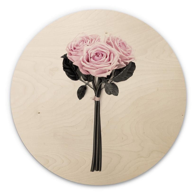 Cuadro de madera Kubistika - Rosas silvestres - Redondo