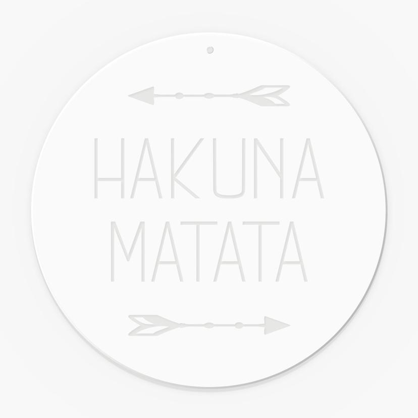 Quadro in vetro acrilico, immagine per finestra da appendere Hakuna Matata - Rotondo