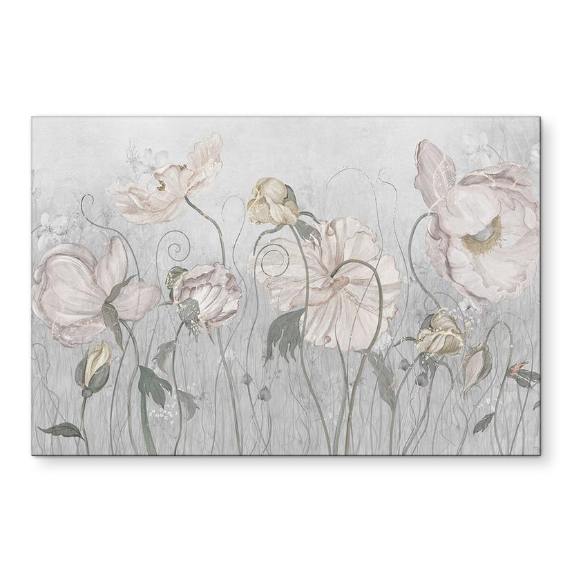 Wanddecoratie bloemen vintage stijl in grijs - Ms Tiff - Alu-Dibond