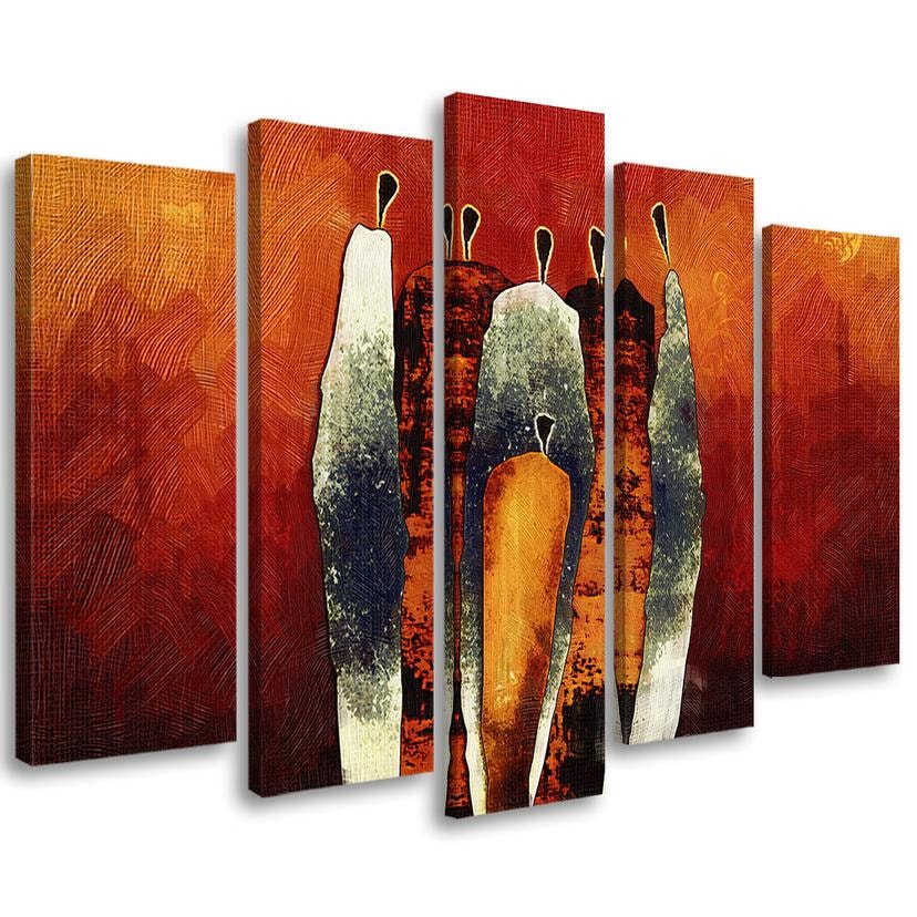 Tableau sur toile 5 pièces, tribu Africaine
