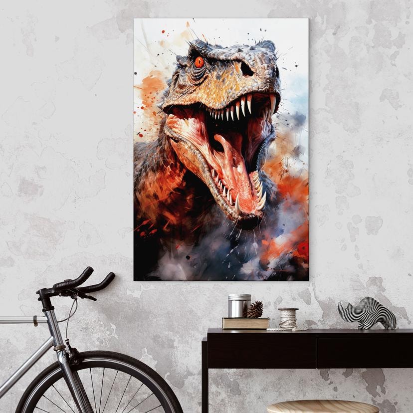 Murale T-Rex: il volto selvaggio della preistoria - Jaszke - Alu-Dibond