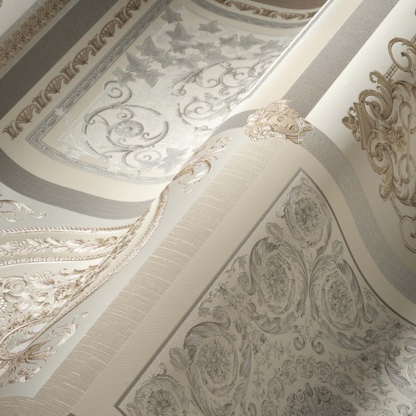 Versace carta da parati floreale in grigio e beige carta da parati in tessuto non tessuto design bar