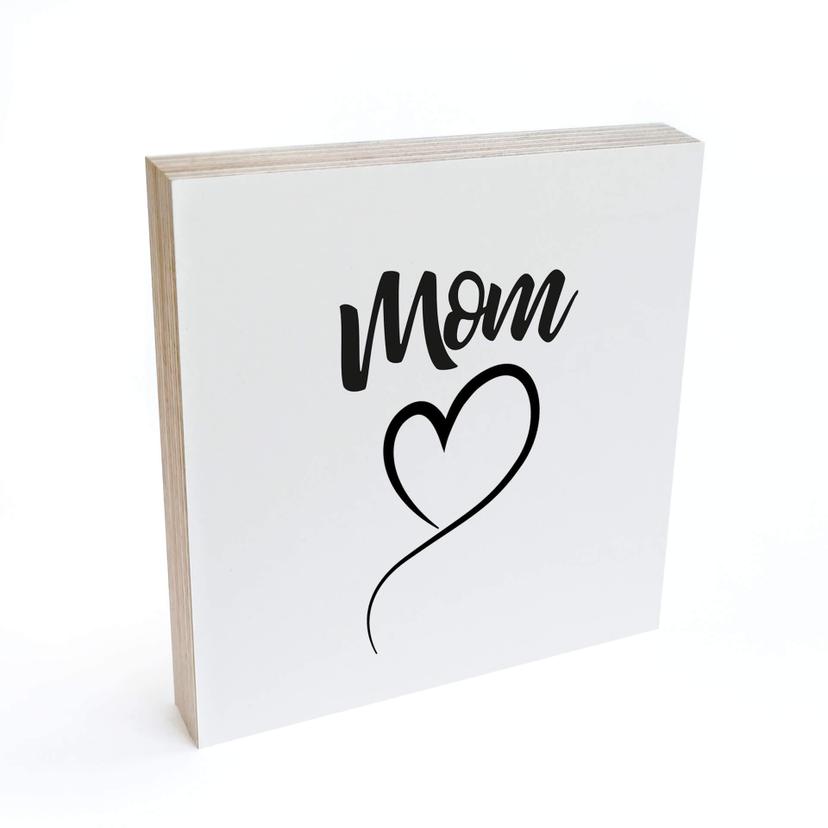 Billede af træ til at sætte op - Mor hjerte - 15x15 cm