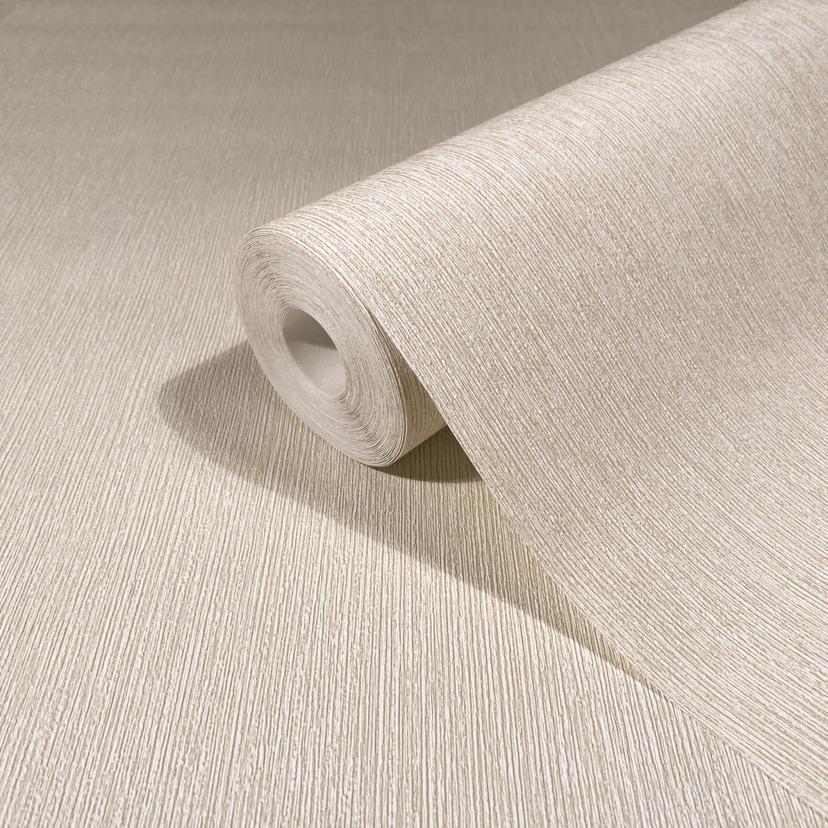 Non-woven tapet i textilutseende med strukturerad yta beige slät