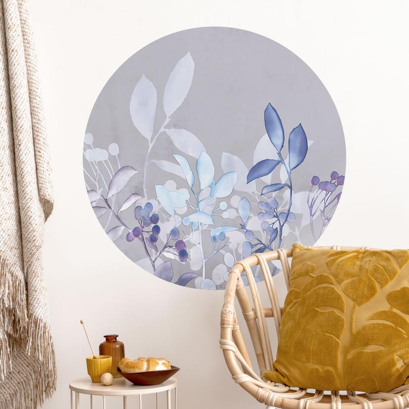 Vinilo decorativo Plantas de acuarela azul - Haase - Redondo