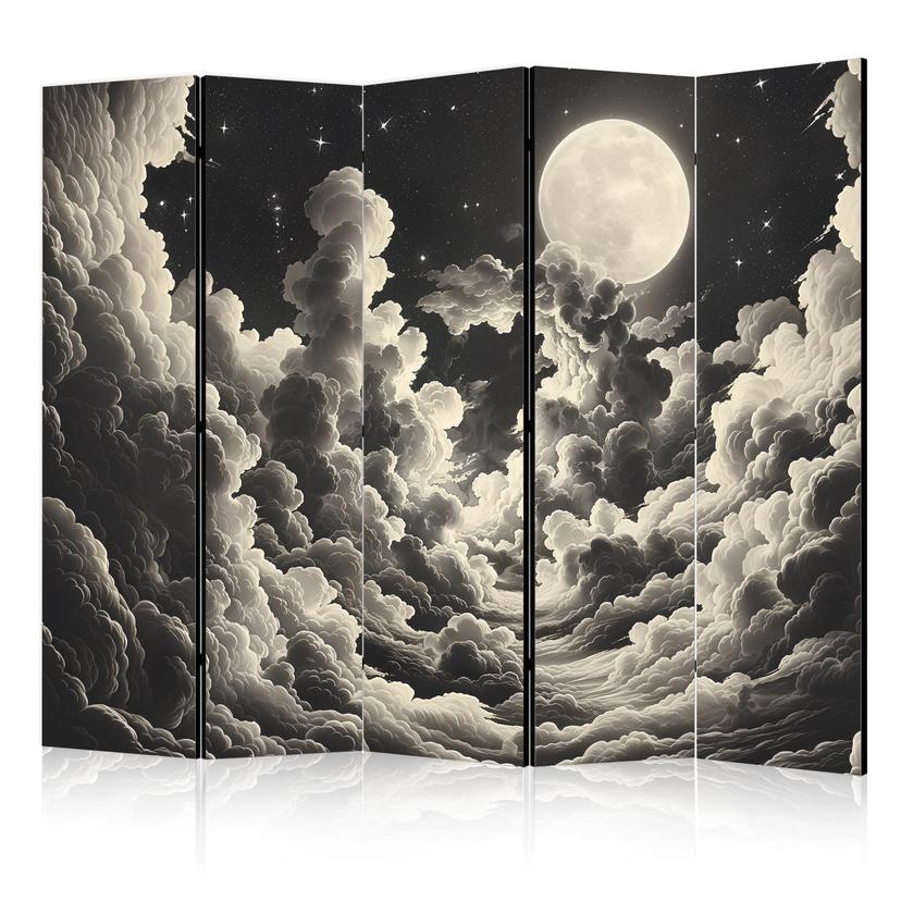 Paravent, Raumteiler freistehend, Trennwand - The Moon and Stars Singing Amongst Great Clouds, 5-tei
